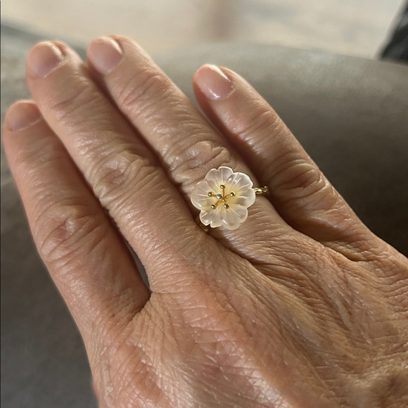 Elegant Gold and Cream Floral Ring - Picture 6 of 10